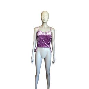 Nasty Gal Purple Velvet Lace Up Back Tank Top
